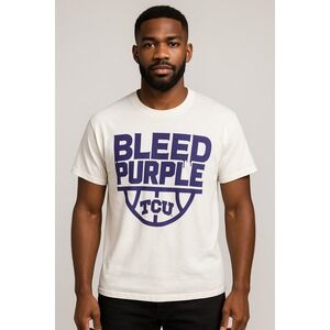 Vintage TCU Bleed Purple Graphic T-Shirt Mens XL White GIldan See Photos Flaw